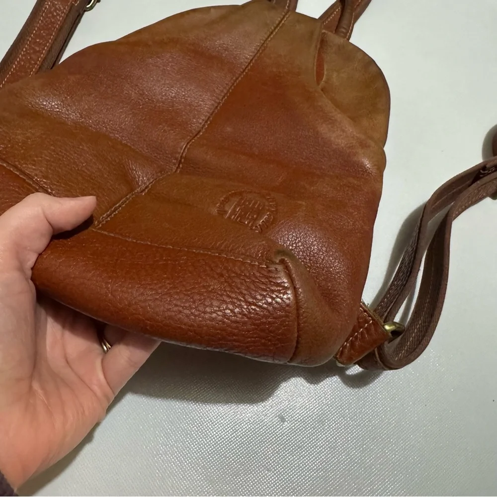 Vintage Greek Brown Leather Backpack Bag‎ Outdoor Hiking Neutral Camping